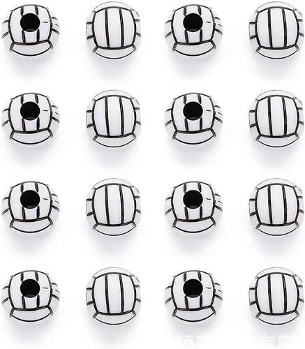 Miniatura 4 de 100 cuentas de voleibol de 0.472 in de cuentas deportivas para poni