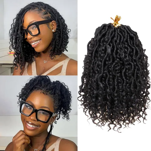 Miniatura 11 de Extensiones de cabello sintético de ganchillo de 24 pulgadas con extremos rizados, extensiones de cabello sintético con extremos rizados, trenzas