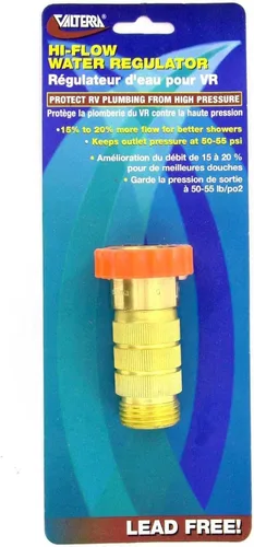 Miniatura 3 de Regulador de agua Valterra para RV de alto flujo, regulador de agua de alto flujo de latón sin plomo para cámper, remolque, sistema de fontanería