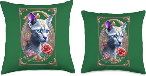 Miniatura 3 de Pet and Animal Lover Gifts, Sphynx Cat Ornate Sphynx, almohada de gato esfinge, 16 x 16, multicolor