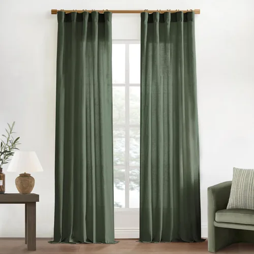 Miniatura 82 de XTMYI - Cortinas transparentes de 54 pulgadas de largo, juego de 2 paneles para baño, cortinas cortas de lino y algodón con semi privacidad