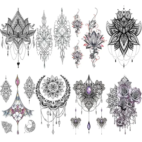 Miniatura 10 de Tatuaje temporal tribal para hombres adultos, tótem grande negro tribal tatuaje falso tribal, de larga duración, impermeable, a gran temperatura