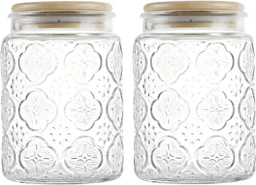 Miniatura 13 de Custde Tarros de almacenamiento de vidrio con tapa hermética de bambú, 35 onzas líquidas, recipientes decorativos de alimentos para encimera