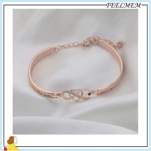 Miniatura 3 de FEELMEM Pulsera de regalo para nuera con texto en inglés "You Were Hand Chosen by My Son And Are Like A Daughter to Me", pulsera de corazón de amor