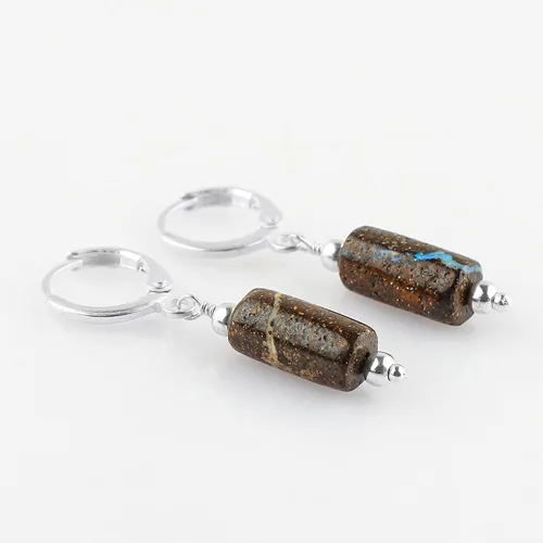 Miniatura 51 de Aretes de aro de cristal afganita natural Piedras afganas de alto grado Aretes chapados en plata Gota lisa Joyas de piedras preciosas hechas