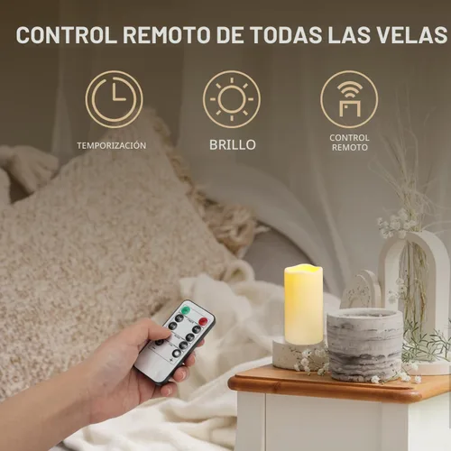 Miniatura 4 de Paquete de 2 velas de plástico sin llama para exteriores con control remoto y temporizador, velas LED parpadeantes que funcionan