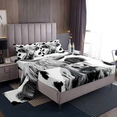 Miniatura 14 de Juego de ropa de cama de oso tamaño individual con diseño de osos y ramas de árbol genealógico, sábana bajera ajustable con diseño de árboles