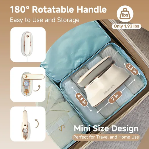Miniatura 2 de Vaporizador para ropa, vaporizador y plancha 2 en 1, vaporizador portátil de mano para viajes, 1200W, se calienta en 15s para tamaño de viaje