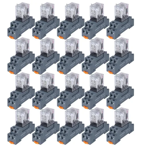 Miniatura 33 de Relé de potencia electromagnética, bobina de relé de CA de 8 pines de 10 amperios 110 V/120 V con base de enchufe, indicador LED, DPDT 2NO 2NC - 9