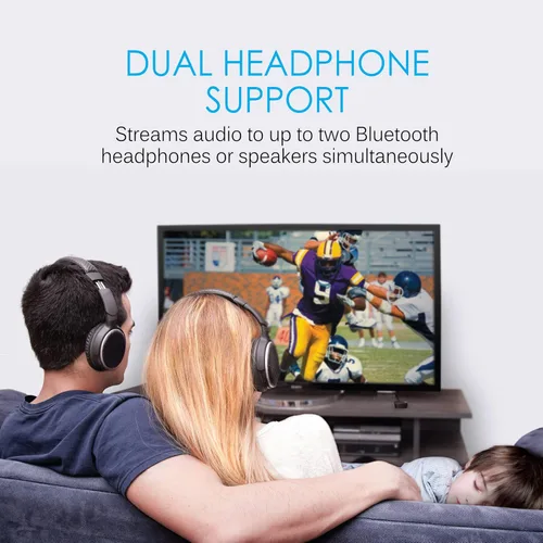 Miniatura 4 de MEE audio Connect - Transmisor de audio Bluetooth para hasta 2 auriculares/altavoces inalámbricos, adaptador de transmisión Bluetooth con AptX
