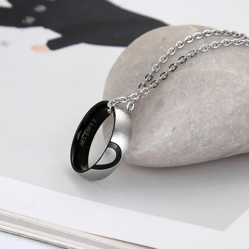 Miniatura 6 de ANAZOZ Anillo de compromiso de acero inoxidable para parejas y matrimonios con amor real para él y ella, 0.236 in