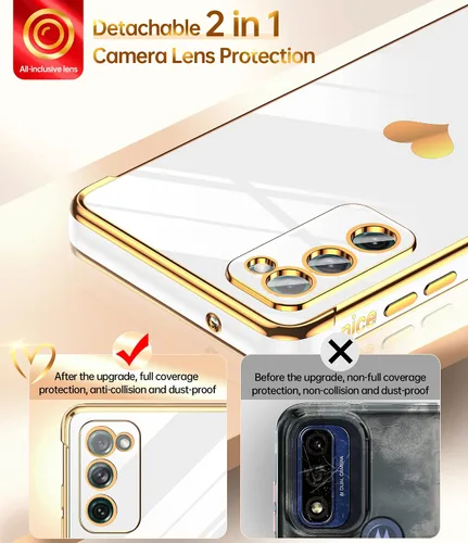 Miniatura 2 de LeYi Funda para Samsung Galaxy S20 FE con protector de pantalla [2 piezas] + protección completa de la cámara, diseño femenino de corazón chapado