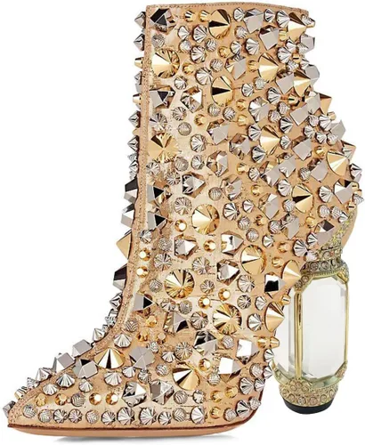Miniatura 74 de FSJ Botas de tacón alto con punta puntiaguda para mujer, con tacón alto, con cremallera lateral brillante, estilo casual, para uso diario, zapatos