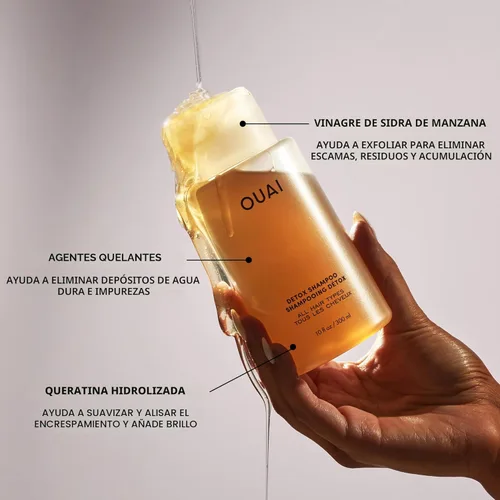 Miniatura 8 de OUAI - Champú Detox - Champú aclarante para acumulación, suciedad, aceite, productos y agua dura - Vinagre de sidra de manzana y queratina