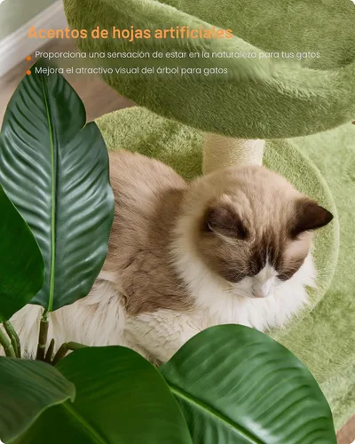 Miniatura 3 de Feandrea Árbol para gatos, torre para gatos de 68.1 pulgadas de alto, condominio de felpa de varios niveles con hojas artificiales, 3 postes