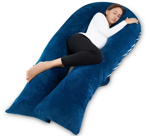 Miniatura 22 de Meiz - Almohada de embarazo, almohadas refrescantes de embarazo para dormir, almohada de embarazo de cuerpo completo con funda reversible de jersey