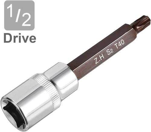 Miniatura 3 de uxcell 1/2" Drive x T40 Torx Bit Socket, S2 Brocas de acero CR-V Sockets 4" Longitud Uso con llave de trinquete, barra deslizante, barra de extensión