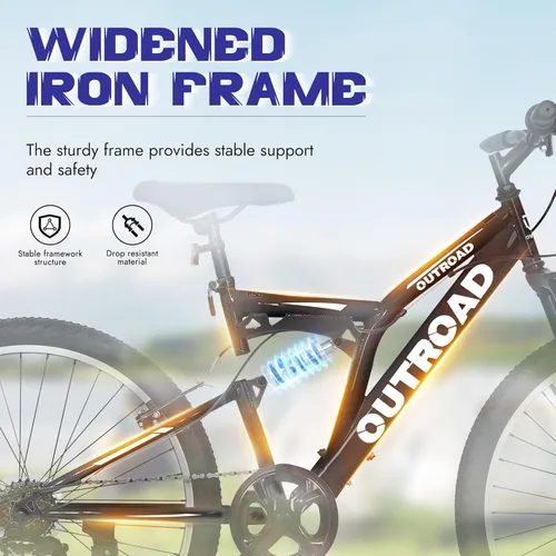 Miniatura 3 de Bicicleta de montaña para adultos, hombres y mujeres, 26 pulgadas 7 velocidades Mountian bicicleta con doble suspensión completa, doble freno V