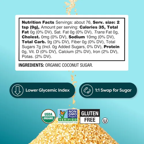 Miniatura 2 de BetterBody Foods - azúcar de coco orgánico, un edulcorante natural y alternativa al azúcar, gran reemplazo para azúcar blanco o azúcar refinado, sin