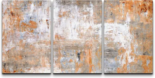Miniatura 135 de wall26 Lienzo enmarcado para pared, juego de arte con trazos de pintura roja y naranja vibrante, paisaje, formas abstractas, ilustraciones, arte