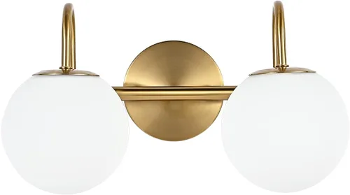 Miniatura 8 de Moderno aplique de pared para dormitorio, latón cepillado, lámpara de pared interior de globo blanco leche, lámpara de pared de vidrio para baño