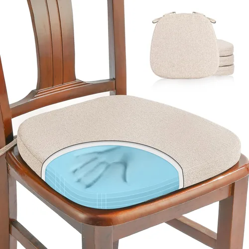 Miniatura 27 de SINOSSO Paquete de 4 cojines de espuma viscoelástica para sillas de comedor, tela tejida amigable de 16 pulgadas en forma de U, cómodas almohadillas