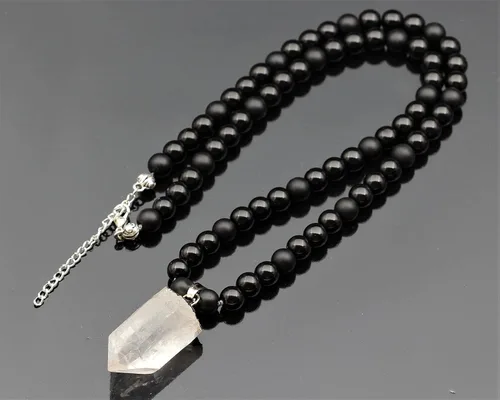Miniatura 99 de Colgante de turmalina cruda natural, Collar de cuentas de ónix negro genuino, Collar de piedra negra, Collar de piedras preciosas, Cuentas de 0.315