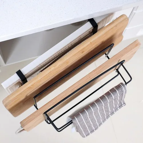 Miniatura 8 de Soporte para tabla de cortar montado en la pared, estantes de almacenamiento de cocina de hierro para una organización cómoda, ahorro de espacio