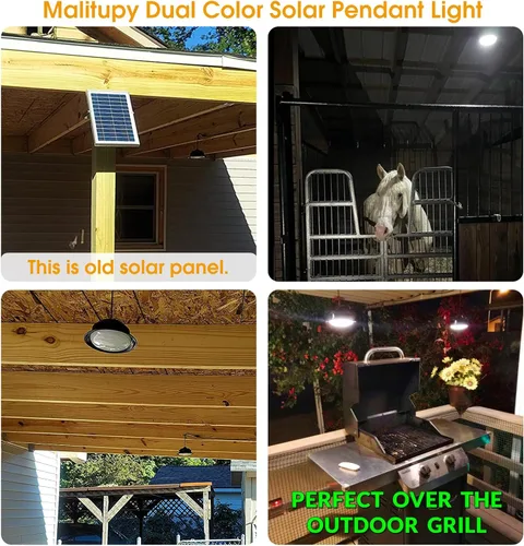 Miniatura 3 de Luces colgantes solares para interiores y exteriores, paquete de 2 unidades, regulables durante el día, 120 LED, luces solares blancas frías/cálidas