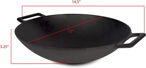 Miniatura 4 de Jim Beam Wok, plancha y sartén de hierro fundido de construcción resistente de 12 pulgadas