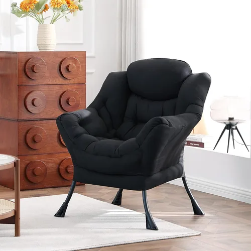 Miniatura 17 de Silla perezosa con otomana, silla de descanso moderna y grande con reposabrazos y reposapiés, silla de lectura con otomana, silla de sofá de ocio