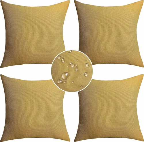Miniatura 7 de Demetex Fundas de almohada de exterior de 16 x 16 pulgadas, impermeables, fundas de almohada decorativas de lino para sala de estar, balcón, jardín