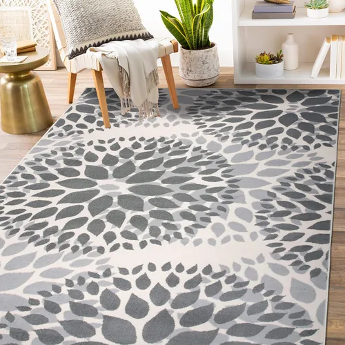 Miniatura 23 de Rugshop Alfombra con diseño moderno de círculos florales amarillos – Elegante, sin desprendimiento, de 2 x 3 pies, para sala de estar, dormitorio