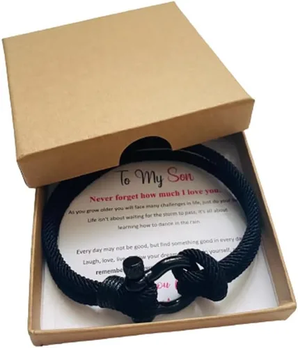 Miniatura 4 de Lemua Pulsera trenzada con texto en inglés «To My Son from Mom and Dad», regalo de cumpleaños con texto en inglés "I Will Always Be With You