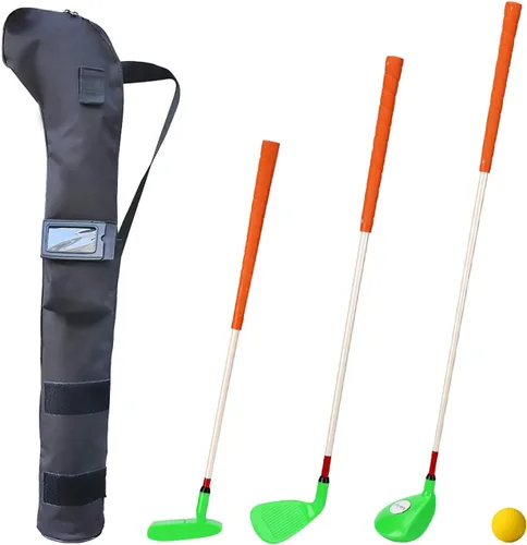 Miniatura 4 de Juego de palos de golf para niños, juego de palos de golf para niños, herramientas deportivas para patio, tres palos con bolsa de transporte