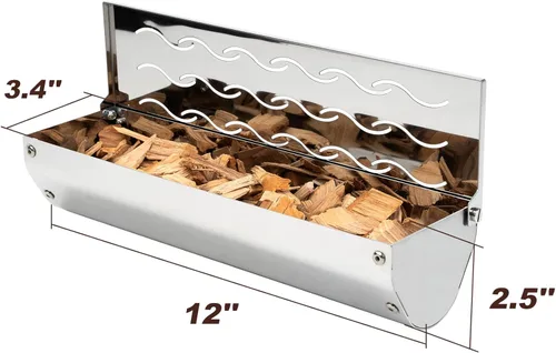 Miniatura 2 de Skyflame Caja de ahumador de acero inoxidable para madera y astillas para ahumar, barbacoa universal para ahumar carne con ventilación ondulada Caja