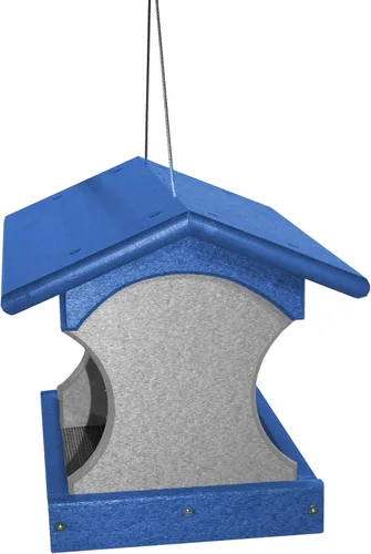 Miniatura 4 de DutchCrafters Comedero pequeño colgante de polietileno para pájaros (azul y gris claro)