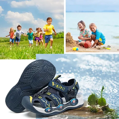Miniatura 6 de JMFCHI FASHION Sandalias deportivas para niños, sandalias deportivas para exteriores, senderismo, atléticas, sandalias de playa con punta cerrada