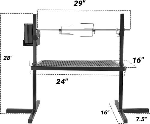 Miniatura 2 de Onlyfire Sistema de Parrilla Rotisserie Ajustable para Acampar al Aire Libre y Kit de Asador con Motor Portátil de CC de 3V y Varilla de Asador
