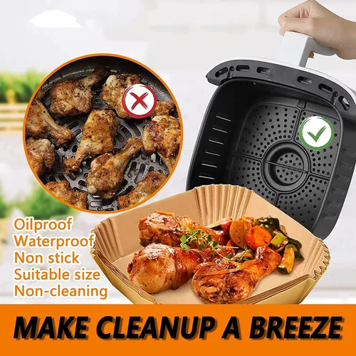 Miniatura 3 de Mini forros para freidora de aire CHEFMAN de 2 cuartos de galón, forros de papel desechables para freidora de aire pequeña cuadrada de 5.5 pulgadas