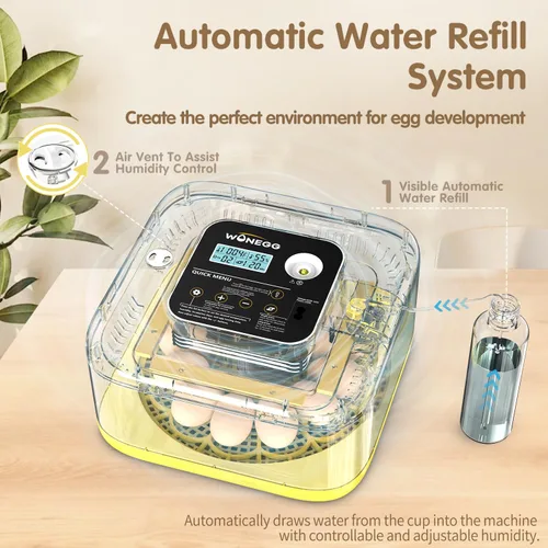 Miniatura 4 de HOWOOlUA Incubadora de 12 huevos para incubar huevos con giro automático, control de temperatura y humedad, incubadora de gran capacidad
