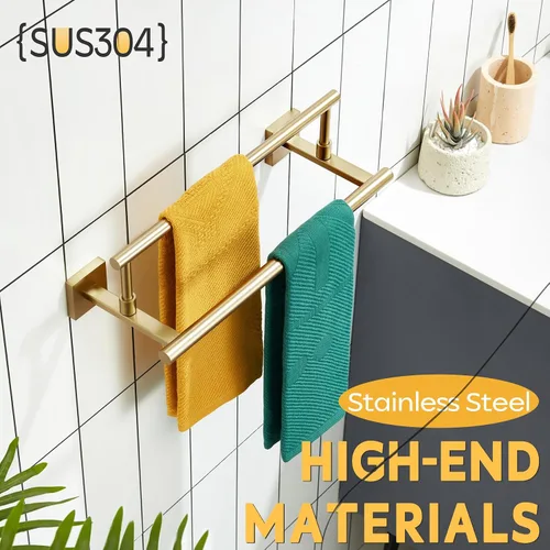 Miniatura 7 de Toallero de mano KOKOSIRI de 16 pulgadas, toallero de baño para estante de gabinete de baño, barras de toallas, acero inoxidable cepillado dorado