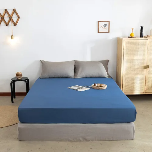 Miniatura 11 de FCLDESHOP Sábana bajera ajustable de algodón suave de color liso, protector de colchón antideslizante para habitación de huéspedes de hotel
