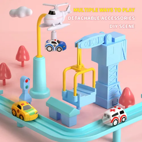 Miniatura 8 de Pista de carreras de autos para niños de 4 a 8 años, juguetes de autos para niños de 3 años, pista de carreras para niños pequeños de 3 a 5 años