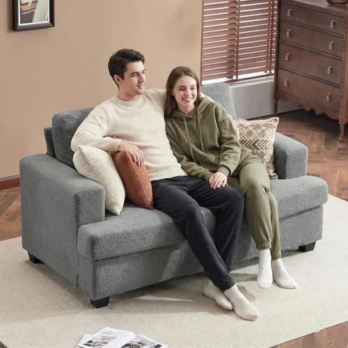 Miniatura 15 de Furnimart Sofás Seccionales para Sala de Estar, Modernos 2 Sofás de Dos Plazas y Sofá de 3 Plazas, Juego de Sofá de Asiento Profundo Color Crema