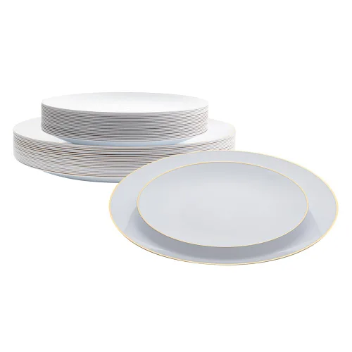Miniatura 26 de Restaurantware Moderna - Platos desechables de 7.5 pulgadas, 40 platos de plástico duraderos para fiestas, platos llanos de plástico transparente
