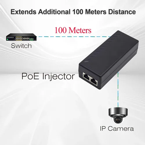 Miniatura 5 de Inyector Gigabit PoE+ para Ethernet, 30W 48V con 10/100/1000Mbps y cumplimiento IEEE 802.3af/at. Extienda la red hasta 100M (328 pies) Plug and