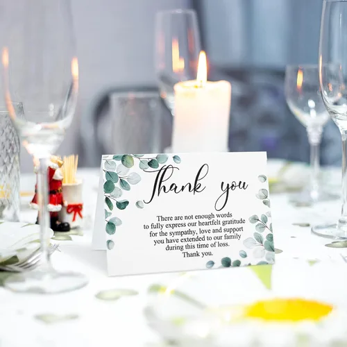 Miniatura 7 de Marspark 100 juegos de tarjetas de agradecimiento de condolencia para funeral con sobres y mensaje en el interior, tarjetas conmemorativas de duelo