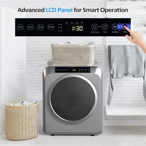 Miniatura 3 de Bonnlo Secadora de ropa portátil de 3.5 pies cúbicos, máquina secadora de tambor de carga frontal con panel de control LED y tambor de acero Gris