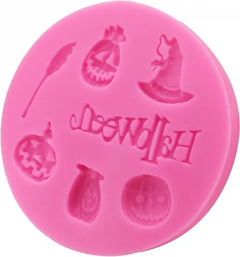 Miniatura 3 de Moldes de silicona reutilizables de grado alimenticio para Halloween, forma de escoba de calabaza con forma de casquillo de bruja, antiadherente